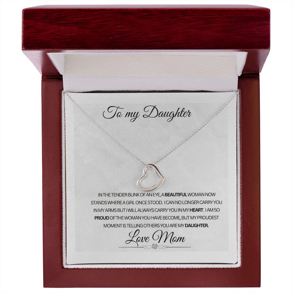 To My Daughter| Delicate Heart Necklace| Love Mom