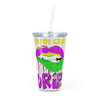 Mardi Gras Drip Plastic Tumbler with Straw