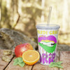 Mardi Gras Drip Plastic Tumbler with Straw