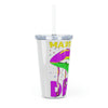 Mardi Gras Drip Plastic Tumbler with Straw